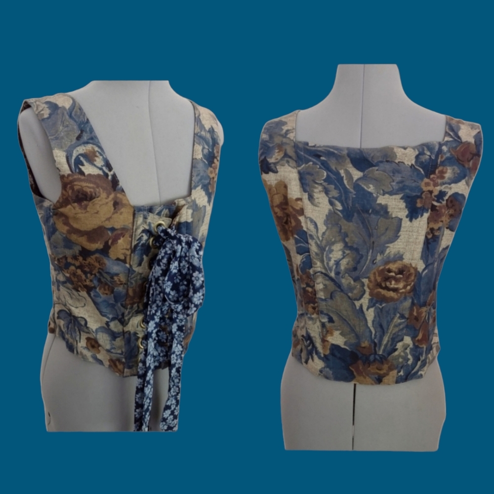 My Boyfriend's Back Floral Tapestry Lace Up Bustier